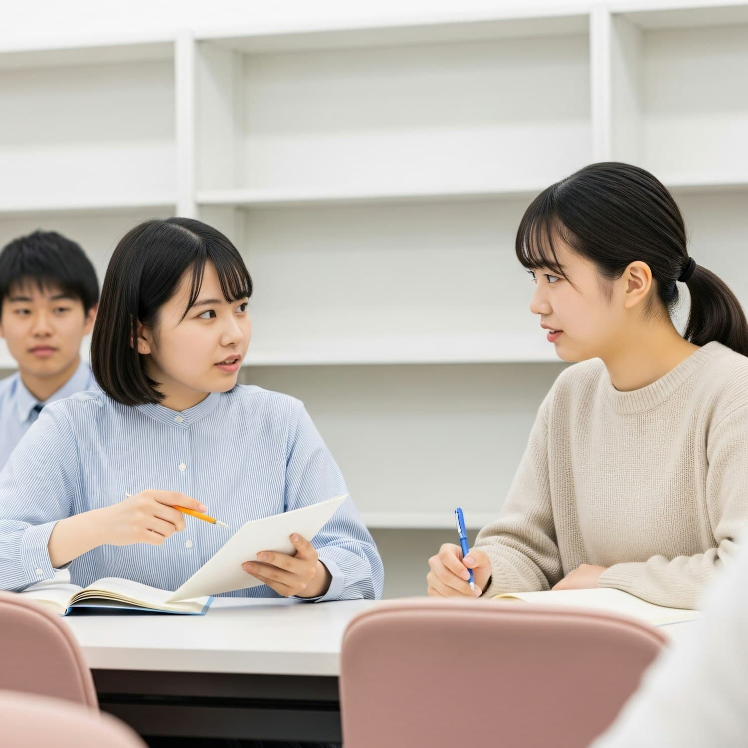 Des apprenants travaillent ensemble sur un support de formation